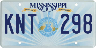 MS license plate KNT298