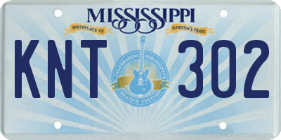 MS license plate KNT302