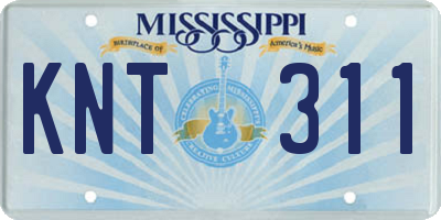 MS license plate KNT311