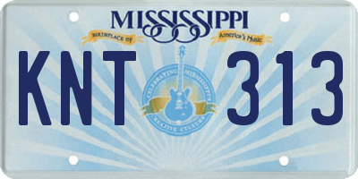 MS license plate KNT313