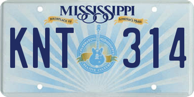 MS license plate KNT314