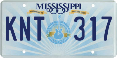 MS license plate KNT317