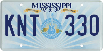 MS license plate KNT330