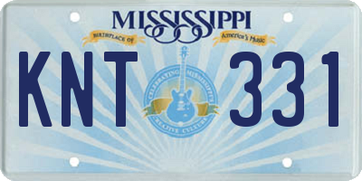 MS license plate KNT331