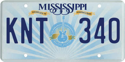 MS license plate KNT340