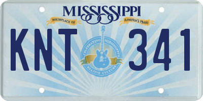 MS license plate KNT341