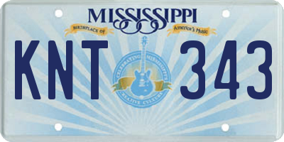 MS license plate KNT343