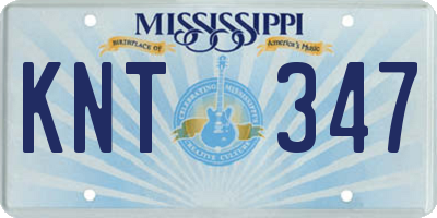 MS license plate KNT347