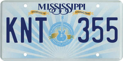 MS license plate KNT355