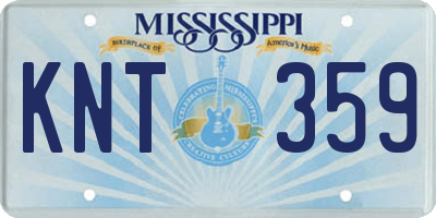 MS license plate KNT359