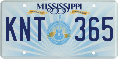 MS license plate KNT365