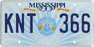 MS license plate KNT366