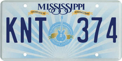 MS license plate KNT374