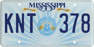 MS license plate KNT378