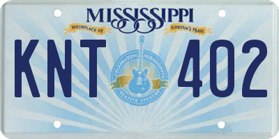 MS license plate KNT402
