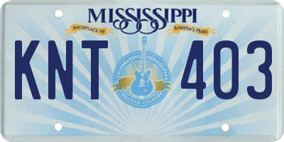 MS license plate KNT403