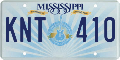 MS license plate KNT410