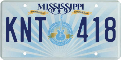MS license plate KNT418
