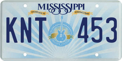 MS license plate KNT453