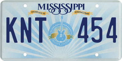 MS license plate KNT454