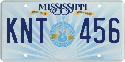MS license plate KNT456