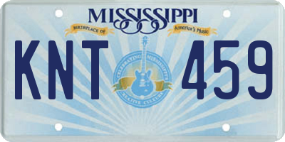 MS license plate KNT459