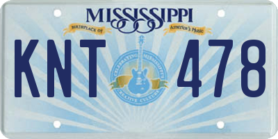 MS license plate KNT478