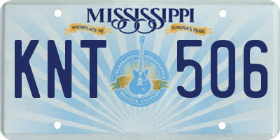 MS license plate KNT506