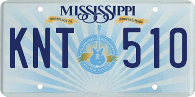 MS license plate KNT510