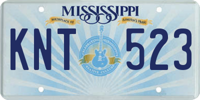 MS license plate KNT523