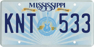 MS license plate KNT533