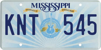 MS license plate KNT545