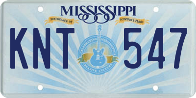 MS license plate KNT547