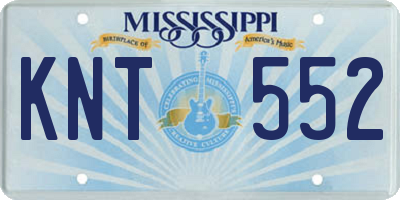 MS license plate KNT552