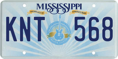 MS license plate KNT568