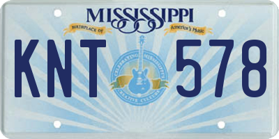 MS license plate KNT578