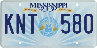 MS license plate KNT580
