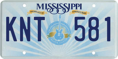 MS license plate KNT581