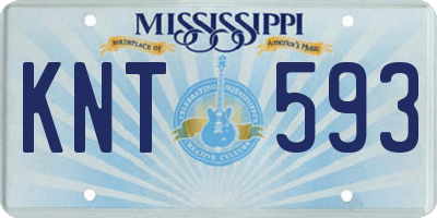 MS license plate KNT593
