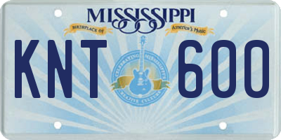MS license plate KNT600