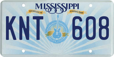 MS license plate KNT608