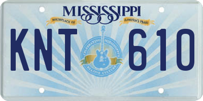 MS license plate KNT610