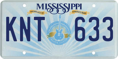 MS license plate KNT633