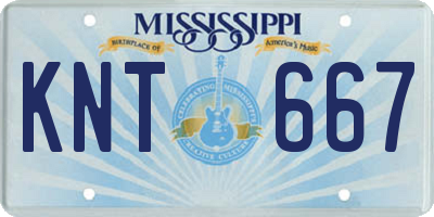 MS license plate KNT667