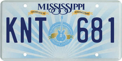 MS license plate KNT681