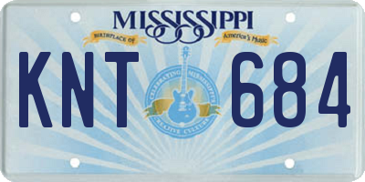 MS license plate KNT684