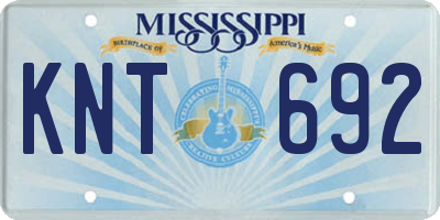 MS license plate KNT692