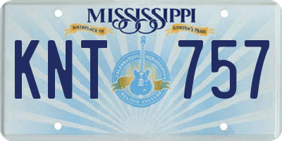 MS license plate KNT757