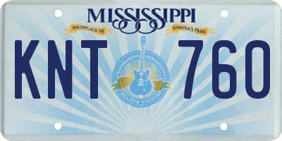 MS license plate KNT760