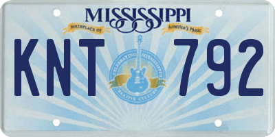 MS license plate KNT792